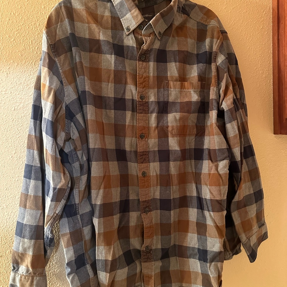 Men's Plaid Shirt - Blue and Brown